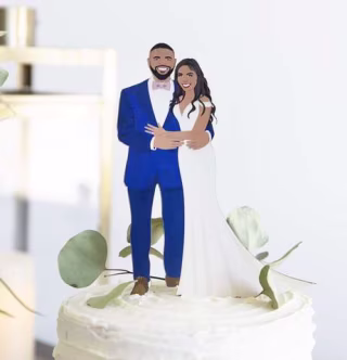 Miss Design Berry Wood Cake Topper with Wedding Portrait