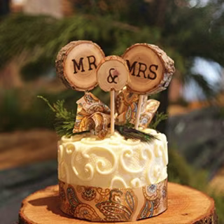Coolmade Mr and Mrs Cake Toppers Rustic Wedding