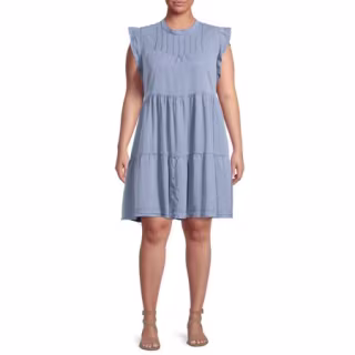 Terra & Sky Women's Plus Size Pinktuck Tiered Dress