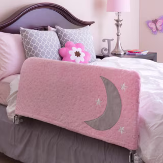 Toddler Bed Rail Guard Includes Beautiful Decorative Cover with Inside Pocket for Books and Toys, 54" Extra Long Pink by Cosie Covers