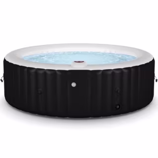 Goplus 6 Person Portable Inflatable Massage Spa Hot Tub, Black
