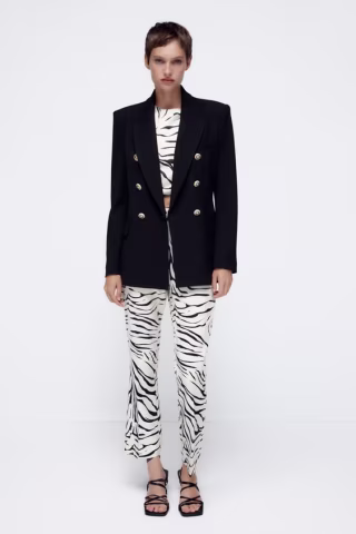 Zara Tailored Double-Breasted Blazer