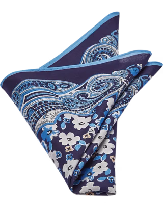 Joseph Abboud Navy Floral & Paisley Pocket Square