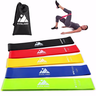 Resistance Loop Exercise Bands Set of 5 for Women Men Legs Butt Arms Shoulders Home Workout Yoga Rehab Physical Therapy with Carry Bag