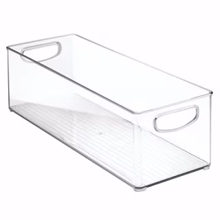 mDesign Stackable Plastic Storage Organizer Bin with Built-in Handles - for Craft, Sewing, Art, School Supplies in Home, Classroom, Playroom or Studio - 16" Long, 2 Pack - Clear