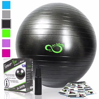 Live Infinitely Exercise Ball (55cm-95cm) Extra Thick Professional Grade Balance & Stability Ball- Anti Burst Tested Supports 2200lbs- Includes Hand Pump & Workout Guide Access Grey 65cm