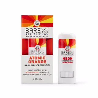 Bare Republic Mineral Neon Color Stick - Atomic Orange, SPF 50, 0.3 OZ