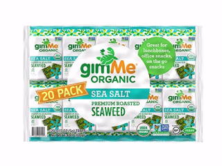gimMe Snacks | Organic Roasted Seaweed | Sea Salt | (5g) - (Pack of 20) | non-GMO & Gluten-Free