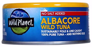 Wild Planet Wild Albacore Tuna, No Salt Added, Keto and Paleo, 5 Ounce Can (Pack of 12)