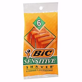 BIC Sensitive Disposable Razors Single Blade Shavers (6 Count)