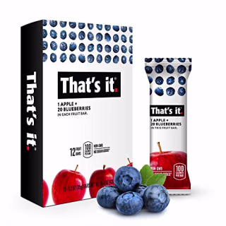 That's it. Apples + Blueberry 100% Natural Fruit Bar, High Fiber Vegan, Gluten Free Healthy Snack, Paleo for Children & Adults, Non GMO No Added Sugar, No preservatives Energy Food (Pack of 12)