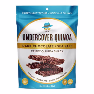 Undercover Quinoa Dark Chocolate + Sea Salt Crispy Quinoa Snack, 8 Count Case of 2 oz. Bags