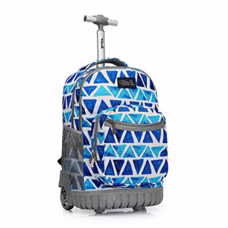 Tilami Rolling Backpack 18 inch Wheeled Laptop Backpack Waterproof School College Student Travel Trip Boys and Girls, Triangles