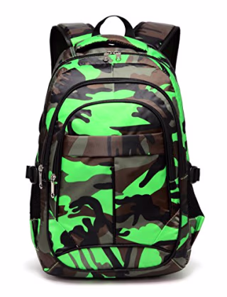 BLUEFAIRY Boys School Backpacks For Girls Kids Elementary School Bags Bookbag (Camo Green)
