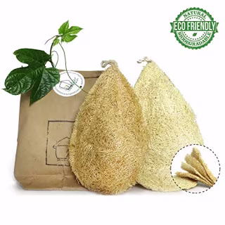 Natural Dish Scrubber | Pack 2 Vegetable Sponge for Kitchen |100% Loofah Plant | Cellulose Scouring Pad | Biodegradable Compostable Dishwashing | Zero Waste Product | Luffa Loofa Loufa Lufa
