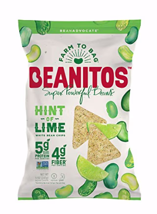Beanitos Hint of Lime Bean Chips with Sea Salt, Pack of 6