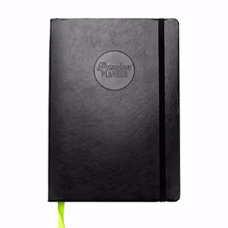 Passion Planner Medium Undated - Goal Oriented Daily Agenda, Appointment Calendar, Reflection Journal - (B5-7" x 10") Sunday Start (Elite Black)