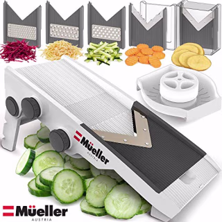 Mueller Austria Premium Quality V-Pro Multi Blade Adjustable Mandoline Cheese/Vegetable Slicer, Shredder with Precise Maximum Adjustability