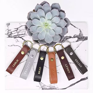 Personalized Custom Leather Keychain | Any Name - Great Gift for Men or Women | Many Colors & Styles | Hand-Made in MN, USA | Free Shipping