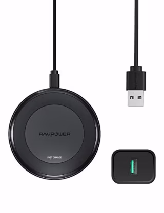 Fast Wireless Charger RAVPower 7.5W Compatible iPhone 11/Xs MAX/XR/XS/X/8/8 Plus, with HyperAir, 10W Compatible Galaxy S9, S9+, S8, S7 & Note 8 and All Qi-Enabled Devices (QC 3.0 Adapter Included)