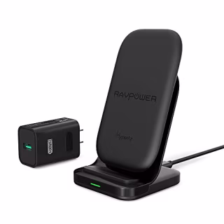 Wireless Charging Stand RAVPower 2 Coils 7.5W Qi-certified Compatible iPhone XS MAX XR X 8 & 8 Plus with HyperAir, 10W Qi for Galaxy S9 S9+ Note 8 All Qi-Enabled Devices (Black)