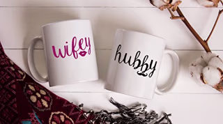 Wifey and Hubby Couples Sets - 11oz White Ceramic Coffee Mug Couples Sets - Funny His and Her Gifts - Husband and Wife Anniversary Presents - Wedding Gift - By CBT Mugs