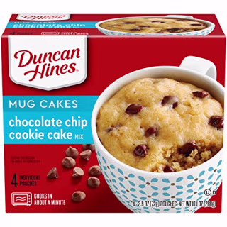 Duncan Hines Mug Cakes Chocolate Chip Cookie Cake Mix (4 Count of 2.5 Oz each), 10.1 Ounce