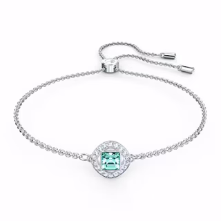 SWAROVSKI Women's Angelic Square Bracelet, Rhodium Plated, Aqua Blue Crystal