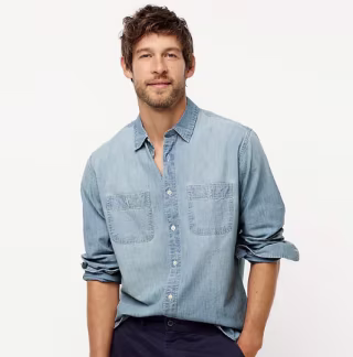 J. Crew Untucked Cotton Chambray Shirt