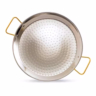 13 Inch Stainless Steel Paella Pan with Gold Handles