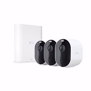 Arlo Pro 3 Spotlight Camera | 3 Camera Security System | Wire-Free, 2K Video & HDR | Color Night Vision, 2-Way Audio, 6-month battery life, 160? View | Works with Alexa | White | VMS4340P