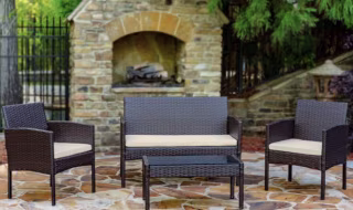 World Menagerie Tessio 4 Piece Rattan Seating Group with Cushions