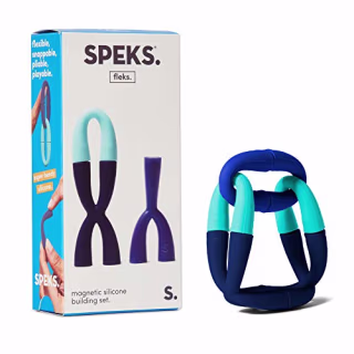 Speks Fleks Magnetic Silicone 8-Piece Building Set - Blue - Fun Desk Toy for Adults