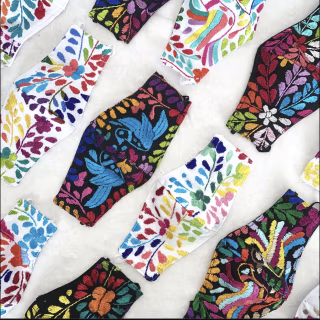 Artisan Pueblo Floral Embroidery Face Mask