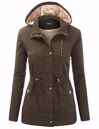 FASHION BOOMY Women's Zip Up Safari Military Anorak Jacket