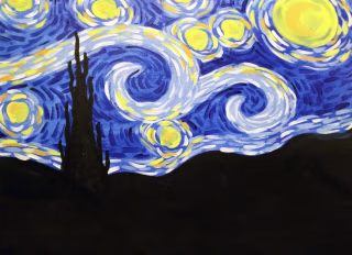 Painting To Gogh Starry Night Painting Class. Valentine's Day gifts for couples during Covid-19.