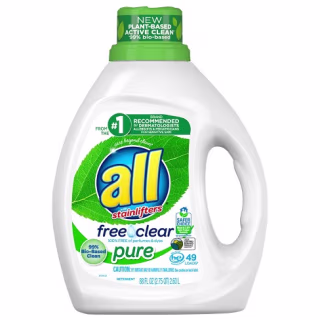 All Free Clear Pure Liquid Laundry Detergent 49 Loads - 88 fl oz. 2021 Product of the Year.