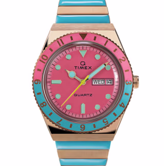 Q Timex Malibu 36mm Stainless Steel Expansion Band Watch