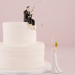 Hooked On Love Groom and Bride Reaching For Her Star Figurines