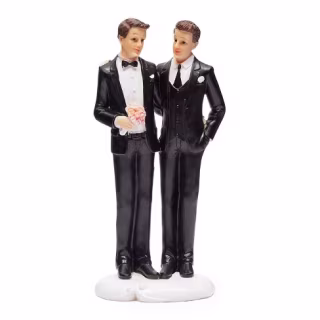 Sparkle and Bash Gay Grooms Figurines Wedding Cake Topper