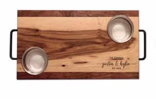 Charcuterie Board With Sunken Glass Condiment Bowls