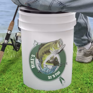 Sit 'N Fish Personalized Bucket Cooler. Best Father's Day fishing gifts 2021.