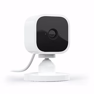 Blink Mini - Compact indoor plug-in smart security camera, 1080 HD video, night vision, motion detection, two-way audio, Works with Alexa - 1 camera