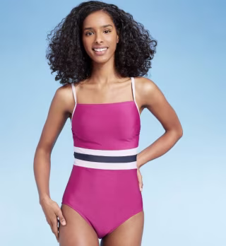 All in Motion Cranberry Colorblock Swimsuit