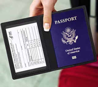 Leather Passport and Vaccine Card Holder