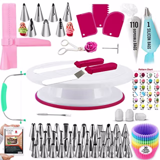 RFAQK 200-Piece Cake Decorating Supplies Kit for Beginners