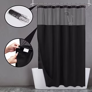 N&Y Home Waffle Weave Shower Curtain with Snap-In Fabric Liner