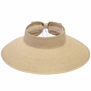 Simplicity Women's Sun Hats Women's Straw Sun Hat Wide Brim Roll-up Women Hats Sun Visor Hat Beige Brown