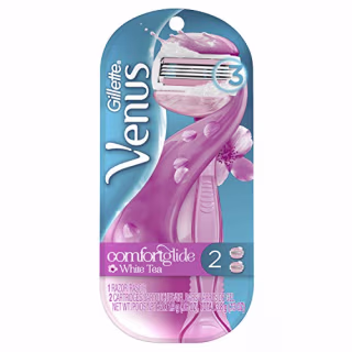 Gillette Venus Women's Comfortglide 3 Blade Razor with 2 Razor Blade Refills, White Tea (Amazon)