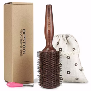 BESTOOL Hair Brush-Boar Bristle Round Hair Brush with Nylon Pin Wooden Detangling Large Round Brush for Men, Women, Kids Blow Drying, Dry, Wet, Thick and Curly Hair, Adding Volume and Shine (1.5 inch)